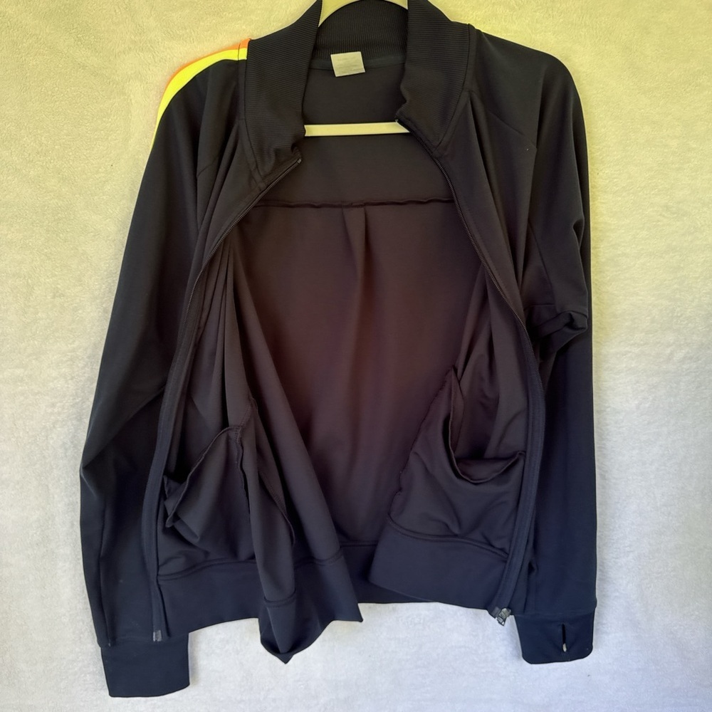 Athletic Works navy Bomber Jacket with Bright Stripes plus size - Picture 9 of 12